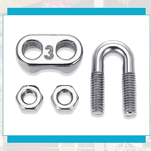 Blulu 50 Pcs 1/8 Inches M3 Stainless Steel Wire Rope Cable Clip Clamp 304 Stainless Steel Wire Rope Clamp Clip Wire Cable Clamp Wire Rope Clips U Bolt Saddle Fastener