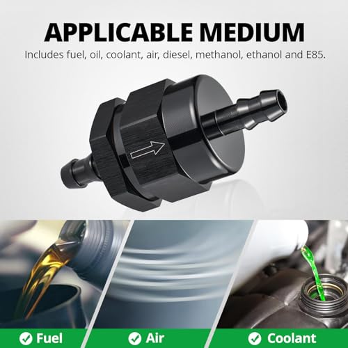 EVIL ENERGY 5/16" Check Valve, One Way Non-Return Valve Fitting Aluminum Black - size: 5/16