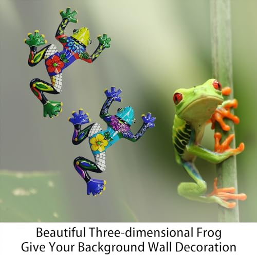 John's Studio 2Pcs Metal Frog Wall Decor Outdoor Garden Hanging Art Sculptures Home Ocean Theme Decorations for Kitchen Bathroom and Pool - color: Frog 2PCS
