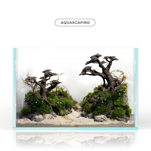 FZONE Resin Aquarium Driftwood, Aquarium Tree Decoration for Nano Aquascaping and Hardscape - size: 02Driftwood: 6.7×6.3×3.1"/ 5.5×4.7×2.0"