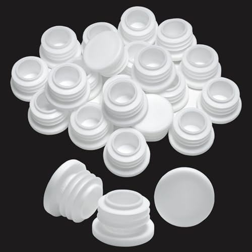 1" (25mm) Plastic Hole Plugs White -Round Chair Leg Caps, Flush Mount Pipe Plugs, Tubing End Caps for Metal & Wood Legs Tube, Outdoor Furniture Feet caps,for Pipe wall thicknesses of 2-4 mm 24 PCS - color: White, size: 24 PCS,1"(2-4mm)