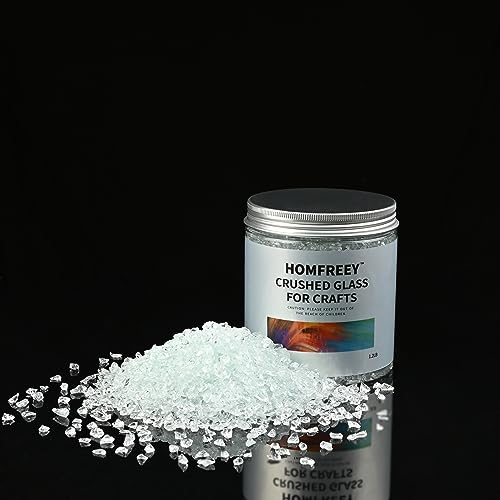 Transparent Broken Glass Pieces for Resin Art.3-6mm Broken Glass Pieces Decor Filler,Crushed Glass for Vase Pool/Candle Tray/Fish Tank/Garden Decoration (1.2pound/Jar) - color: Transparent