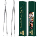 2 Pcs 12-Inch Cooking Tweezers Fine Tweezer Tongs, Extra-Long Stainless Steel Kitchen Tweezers, for Grilling, Serving, and Food Preparation,Silver - color: Silver