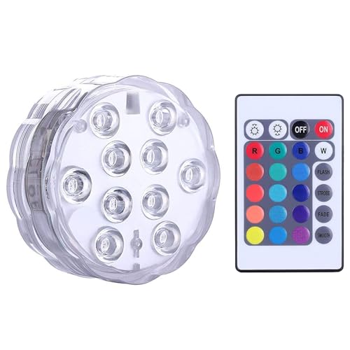Qoolife Submersible LED Lights Remote Control Battery Powered, RGB Multi Color Changing Waterproof Light for Pool, Vase Base, Spa, Aquarium, Pond, Hot Tub, Decoration, Party, 1-Pack - size: 1 Pack