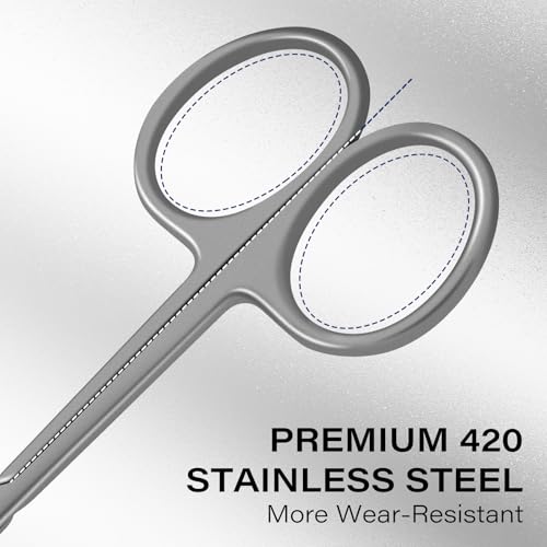 Cuticle Scissors Russian-Style Ultra Fine Curved Professional Cuticle Scissors 420 Stainless Steel, Precision Pointed Tip Grooming Scissors for Dead Skin; Eyebrow; Eyelash, Includes Leather Case
