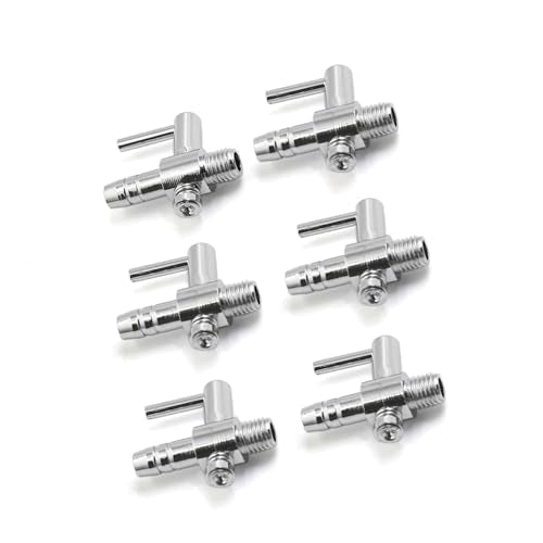 Air Pump Control Valve, Stainless Steel Single Way Air Valve Distributor for Aquarium Pump, 0.9x 0.84x 0.32inch (Silver Tone 6pcs)