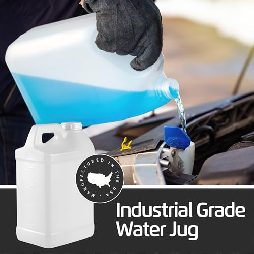 kitchentoolz 2.5 Gallon Water Jug – Water Container Heavy-Duty HDPE Carboy for Automotive Used Oil Container & Liquid Storage – 10 Liter Water Jugs with Secure Lid – Made in USA - color: Translucent