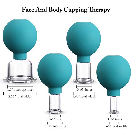 BBTO 4 Pieces Glass Cupping Set Glass Silicone Cupping Cups Massage Vacuum Suction Cupping Cups for Body Face Leg Arm Back Shoulder Muscle and Joint Pain (Green) - color: Green