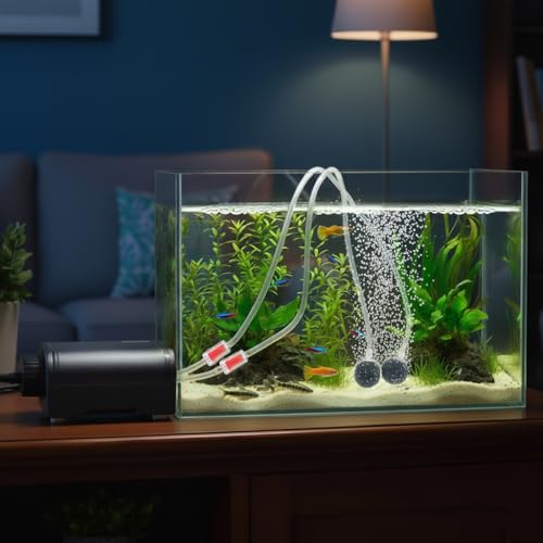 FEDOUR 80GPH Aquarium Air Pump, Ultra Quiet Oxygen Pump for up to 120Gallon Fish and Turtle Tank, Powerful Fish Air Bubbler - color: Grey