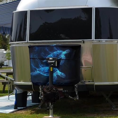 Blue Sea Turtle Pattern Dual 20lb Propane Tank Cover with Zipper Dust-Proof RV Propane Tank Cover Weather Resistant Gas Cylinder Cover - color: Blue Sea Turtle Pattern, size: S(20LB)