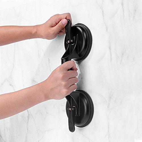 FCHO Glass Suction Cups Heavy Duty Aluminum Handle Holder Hooks to Lift Large Glass/Moving/Pad for Lifting/Dent Fixer (2 Pack) - color: Black