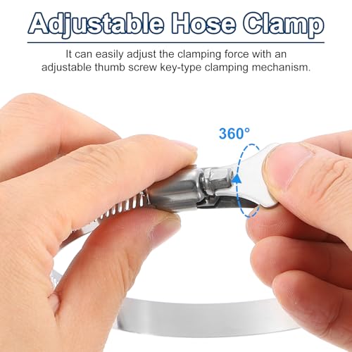uxcell 6Pcs Stainless Steel Hose Clamps Worm Gear Hose Clamp, 25-38mm (1"to 1-1/2") Adjustable Thumb Screw Key Type Clamps Fuel Line Clamps 8mm Bandwidth for Plumbing, Automotive