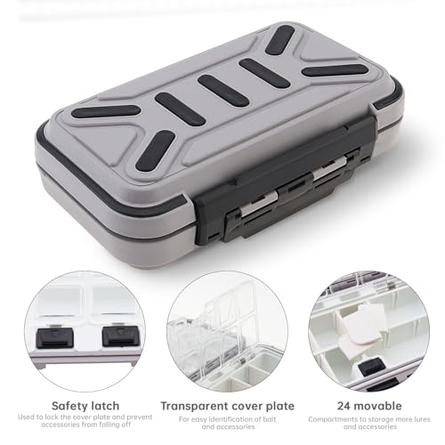 Fishing Tackle Storage Box, Double Sided Waterproof 16 Compartments, Tackle Storage Organizer Box, Fishing Lure Box Storage Containers (Gray) - color: Gray