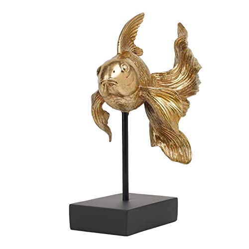 Guichifun Collectible Figurine Goldfish Statue Decor - Betta Sculpture Decoration Luckly Wealth Resin Fish Figurines Office Shelf Sculpture Home Decor Birthday Gifts for Father 10.25 X 5 X 11 inch