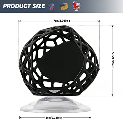 Aquarium Plant Holder with Suction Cups - Hanging Planter for Aquatic Plants, Fish Tank Decoration & Cultivation Tool (Black)