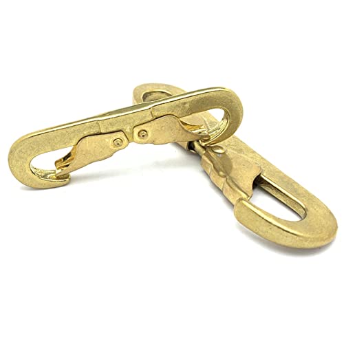 Heavy Duty Brass Double Ended Snap Hooks (2-Pack), Trigger Snaps Clips for Dog Leash, Keychain, Horse Tack, Aquarium Lid, Fence Latch & More