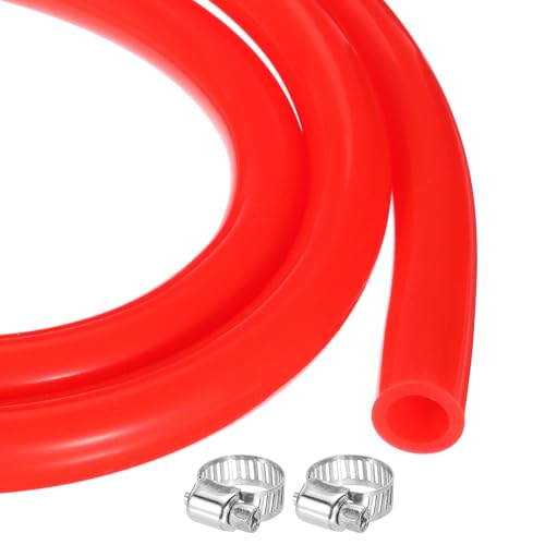 MECCANIXITY 3.3ft Silicone Rubber Tubing 3/4" ID 1" OD Plastic Tube Flexible Air Hose for Brewing, Wine Making, Pump Siphon, 19mm x 25.4mm, with 2pcs Clamps, Red - color: Red, size: 3/4" x 1"