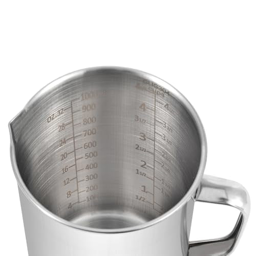 Kichwit Large Stainless Steel Measuring Cup, Liquid Metal Measuring Cup with Handle, 34oz / 1000ml / 4 Cups - size: Large, 34 oz (1000 ml, 4 cups)