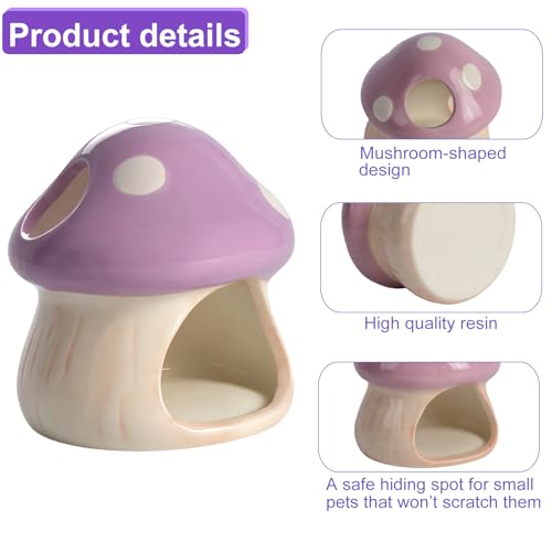 Ceramics Mushroom House Aquarium Decor – Axolotl & Betta Hiding Cave with Breeding Spot for Betta Fish, Shrimp, Small Fish & Goldfish Tank Ornament - Purple - color: Purple