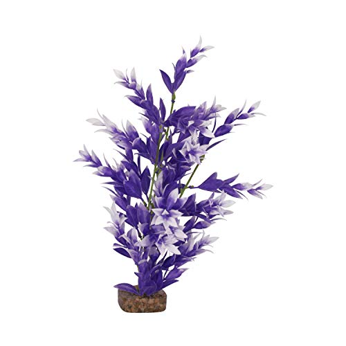 GloFish Plant Aquarium Décor, Purple And White Medium, Fluorescent Under Blue LED Light