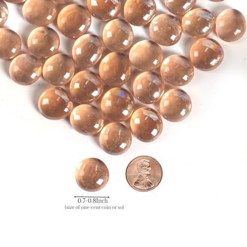 0.5 lb Pink Glass Beads for Vases, Glass Pebbles, Flat Marbles Stones for Vase, Aquarium, Candle, Crafts, Centerpieces and Wedding Decoration - color: Champagne, size: 0.5LB