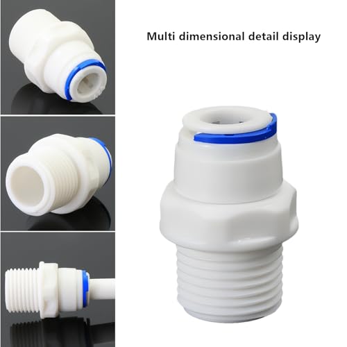 1/2" Male Thread Straight Through x 3/8" PE Hose OD Push-In Quick-Connect Fitting for RO Reverse Osmosis Water Filter, Beverage Dispenser & Water Filtration/Purification Systems Accessories (5PCS) - style: 1/2" Male Thread to 3/8" Quick-Connect Straight