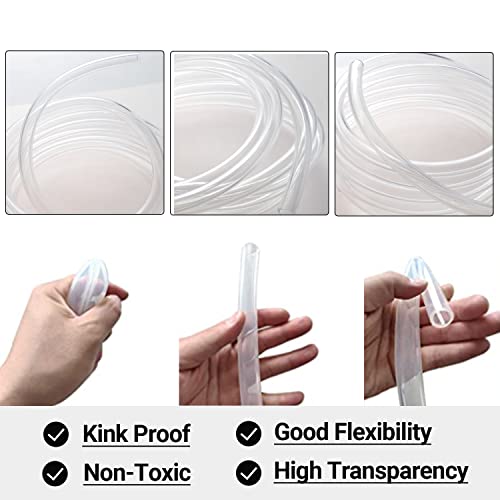 3/8’’ ID × 1/2’’ OD - 10 ft Clear Plastic Vinyl Tubing, Flexible PVC Hose Lightweight BPA Free and Non-Toxic vinyl Tube for Transfer Water Air Oil - size: 3/8’‘, style: 10 feet