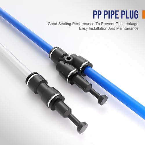60pcs 1/4" Push to Connect Fittings, 1/4 inch OD Air Hose Tubing Air Line Fittings Pneumatic Quick Connects Kit (Tee, Straights, Elbows, Splitters,Plugs)