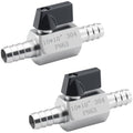 Hose Barb Ball Valve, 304 Stainless Steel Mini Fuel Shut Off Valve,Heater Hose Shut Off Valve for Water Gas Fuel Drip Irrigation and Aquariums(2PCS) - size: 3/8″ Hose Barb(2PCS)