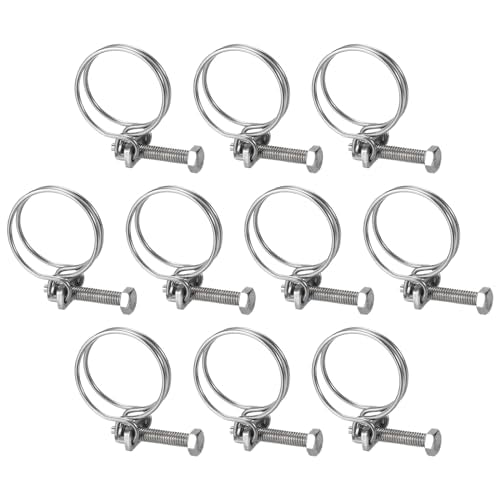 uxcell 10Pcs Double Wire Hose Clamp, 30-34mm Adjustable Stainless Steel Wire Hose Clips with M6 Bolt for Dust Collection Hose, Pump Hose Pipe - size: 30-34mm