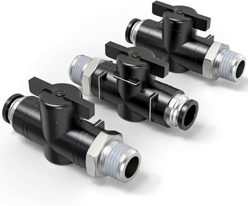 TAILONZ PNEUMATIC 1/4 Inch Tube OD x 3/8 Inch NPT Thread Ball Valve Air Flow Control Valve Push to Connect Fitting BVC-1/4-N3（Pack of 3） - size: 1/4"OD x 3/8"NPT/3PCS