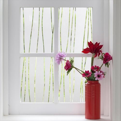 Finnez Window Privacy Film Decorative Frosted Window Cling Privacy Film for Glass, Non-Adhesive Heat Anti-UV for Home Office Living Room, Irregular Stripe Patterns, 17.5 x 78.7 Inches - color: Vertical Stripes, size: 17.5 x 78.7 inches