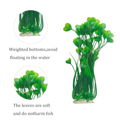 2Pcs Plastic Fish Tank Plants, Extra Large Artificial Aquarium Plants, Tall Seaweed Decorations, Realistic Aquatic Decor for Freshwater and Saltwater Aquarium(Green)