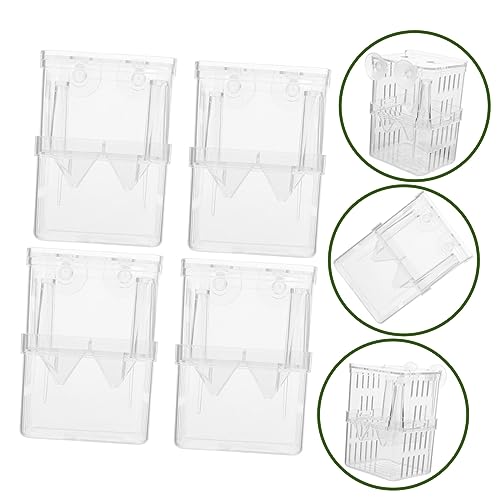 VICASKY 4Pcs Small Fish Tank Isolation Boxes Suction Cup Breeding Container for Guppy Hatching Easy to Install and Clean Compact Design for Safe Fish Acclimation and Isolation