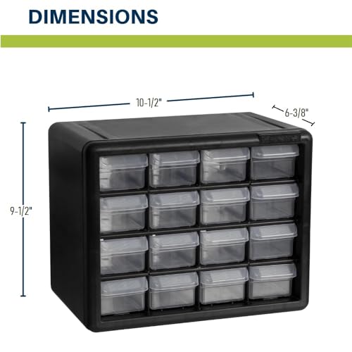 Akro-Mils 16-Drawer Plastic Storage Cabinet | 10-1/2 x 6-1/2 x 8-1/2 Inch | Black | Model 10116 | Garage Organization - color: Black, size: 16 Drawer, style: 2 pack