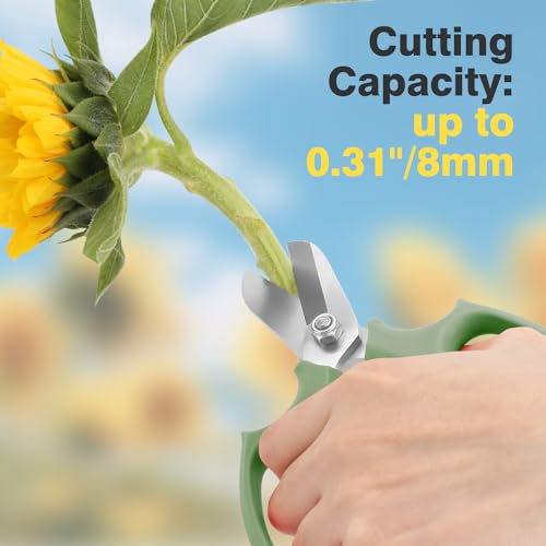 Housolution Flower Scissors, Strong Floral Shears, Premium Steel Garden Pruning Shears Floral Fruits Leaf Scissors Hand Pruner Snip Trimming Tool for Gardening Flower Arrangement, Avocado Green - color: Avocado Green, size: 1 Pack