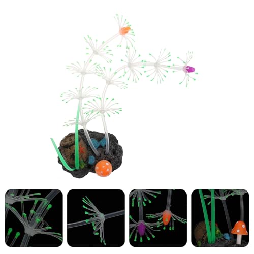 Cabilock Lifelike Simulated Water Grass Aquarium Decor, Green Fluorescent Silicone Aquatic Plant for Fish Tank Landscape, Vivid Underwater Artificial Plant Accessory