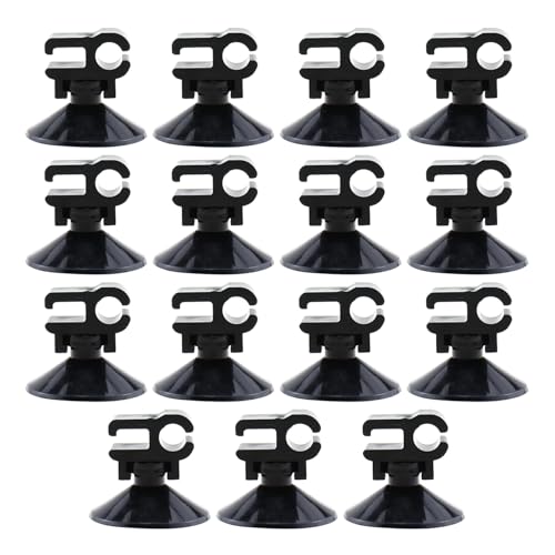 RLECS 15PCS Black Aquarium Suction Cup Clip 28x20mm Oxygen Tube Hose Pump Power Cord Double Head Snap Cable Organiser Suction Cup Aquarium Accessories