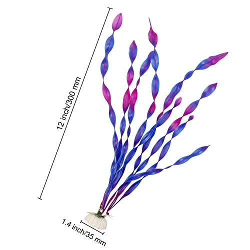 MyLifeUNIT Artificial Seaweed Water Plants for Aquarium, Plastic Fish Tank Plant Decorations 10 PCS (Purple) - color: Purple