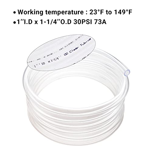 1’’ ID × 1-1/4’’ OD - 25 ft Clear Plastic Vinyl Tubing, Flexible PVC Hose Lightweight BPA Free and Non-Toxic vinyl Tube for Transfer Water Air Oil - size: 1’‘, style: 25 feet