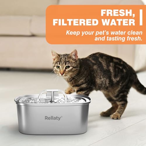 Rellaty Official Cat Water Fountain Filters Replacement & Pre-Filter Sponges for 3.2L/108oz Automatic Pet Fountain Dog Water Fountain, White