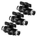 3 PCS 1/4 Push to Connect Valve Pneumatic Union Ball Valve, 1/4" OD Push to Connect Fittings Air Valves Control Quick Connects Air Hose Fittings Pneumatic Ball Valves Airs Line Fitting