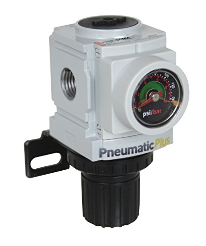 PneumaticPlus PPR2-N02BG Miniature Compressed Air Pressure Regulator 1/4" NPT - Embedded Gauge, Bracket - size: 1/4" NPT