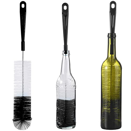 ALINK 3-Pack Long Black Bottle Cleaning Brush for Narrow Neck Beer/Wine/Flask/Thermos/Sport Well, Brewing Bottle Cleaner, 16 Inches - color: Black