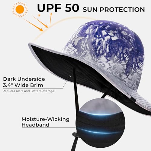 KastKing Sol Armis UPF 50 Boonie Hat - Sun Protection Hat, Fishing Hat, Beach & Hiking Hat, Paddling - color: M: Prym1 Purple Fizz, size: Laser-vented Design