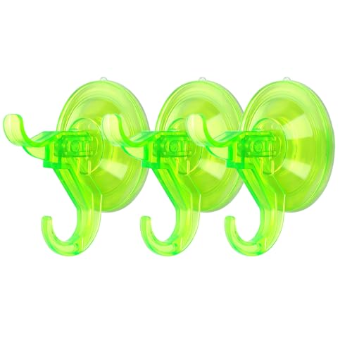 Antimbee 3 Pack Suction Cup Hooks, Clear Suction Cup Hanger, Removable Small Suction Cups for Shower, Bathroom, Glass, Door, Windows, Kitchen-Up to 11 lbs on Smooth Surface (Transparent Green) - color: Transparent Green