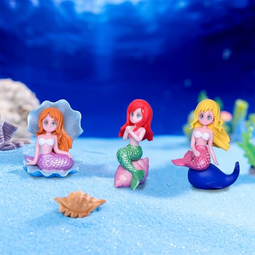 4pcs Miniature Mermaid Figurines, Mini Mermaid for Fairy Garden Accessories, Fish Tank Aquarium Decor, Cake Topper, Wedding Party Supplies, Ocean Animal Theme Decor, DIY Desk Micro Landscape - style: Mermaid