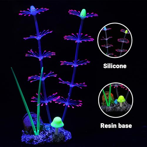 Soft Silicone long Coral Decor with Dynamic Swaying Motion, Weighted Base Aquarium Ornament for Lifelike Reef Aesthetic in Freshwater Saltwater Fish Tank, Safe Shelter for Invertebrates (Pink) - color: Pink