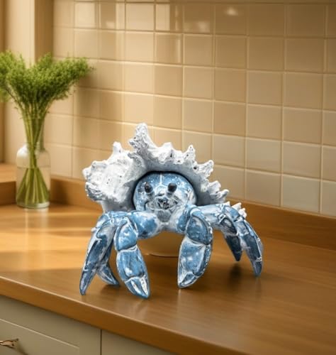 VVGIFTS Blue Hermit Crab with Shell Resin Figurine Beach Coastal Decor Sculpture Statue for Home Office Desk Tabletop Shelf Bathroom Decoration Ornament Gift - color: Bluecrab
