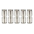 Beduan Push to Connect Fitting 3/8" OD Nickel-Plated Copper Pneumatic Air Fitting Straight Union Tube Connector (Pack of 5) - size: 3/8" OD, style: 5 Pieces